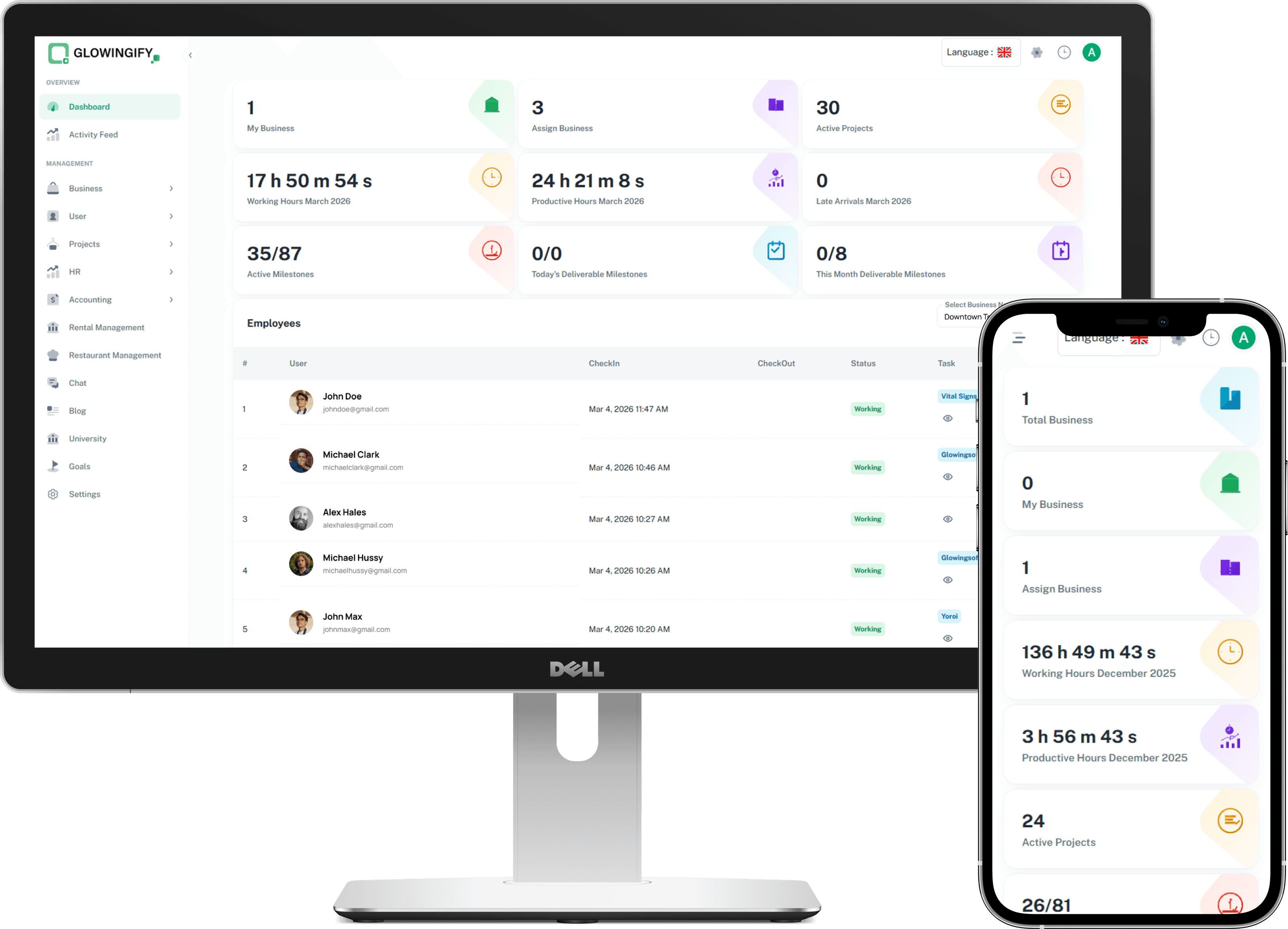 Glowingify enterprise admin platform